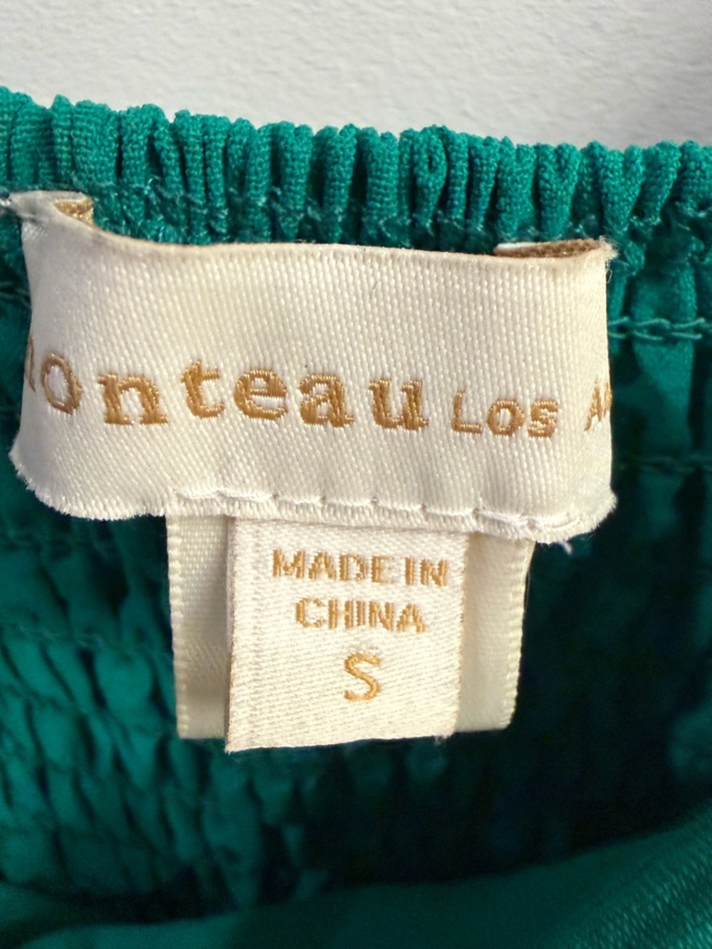 Monteau Los Angeles Green Tie Strap Midi Dress Size Small Smocked Back - Picture 7 of 14